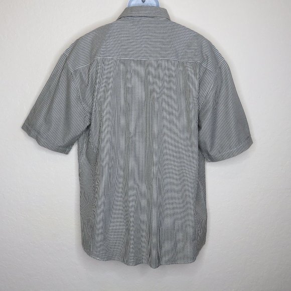Brooklyn Xpress* Men's Short Sleeve Button Down Curved Hem Stripe‎ Shirt~ XXL - Picture 2 of 11